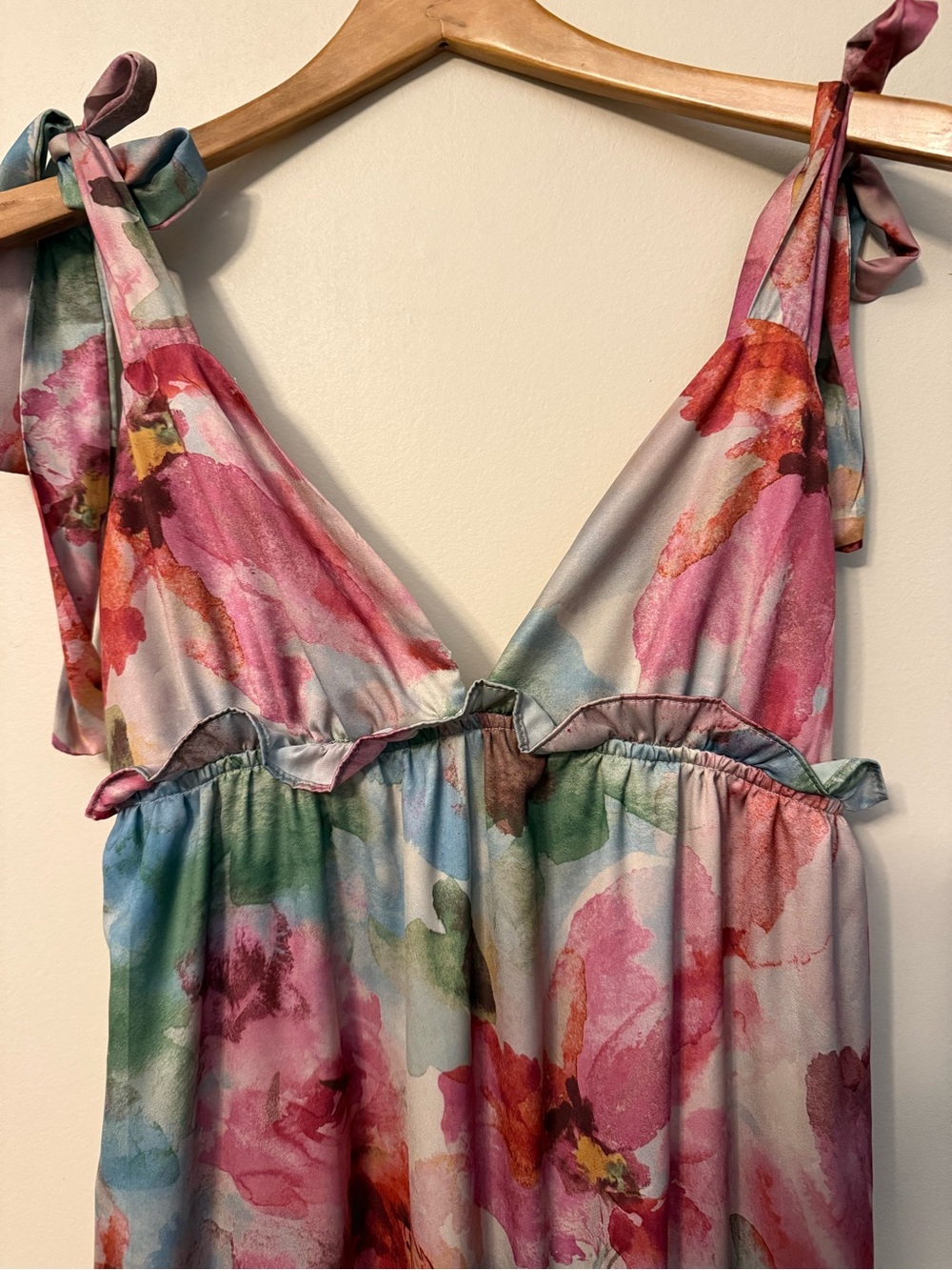 Vici Pink Multi Floral Tie-Shoulder Maxi Dress - Picture 4 of 5